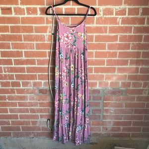 Pink floral summer maxi dress size M